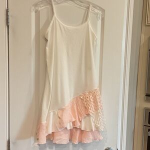 Women’s Sz S Pink and Cream Layered Dress